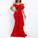 Floral Bodice Women's Evening Dress with Flowing Hem