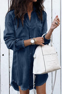 Trendy Women's Denim Shirt Dress with Fringe Detail