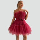 Chic Strapless Tulle Dress with Layered Detail