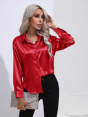 Chic Long Sleeve Satin Blouse