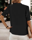 Chic Short Sleeve V-Neck Blouse