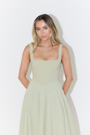 Chic Midi Dress with Square Neckline Design