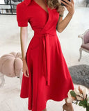 Chic V-Neck Midi Dress for Women
