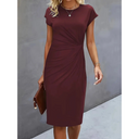 Waist-Accent Short Sleeve Dress for Women