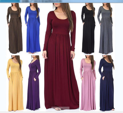 Chic Women's Maxi Dress with Pockets and Flowing Design