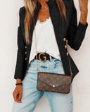 Chic Blazer Jacket with Gold Buttons and High Collar