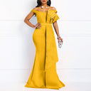 Floral Bodice Women's Evening Dress with Flowing Hem