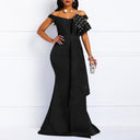 Floral Bodice Women's Evening Dress with Flowing Hem
