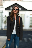Women's Structured Blazer Jacket with Bold Button Accents