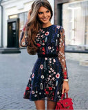 Floral Print Dress with Sheer Sleeves and Waist Belt