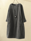 Chic Long-Sleeved Corduroy Dress