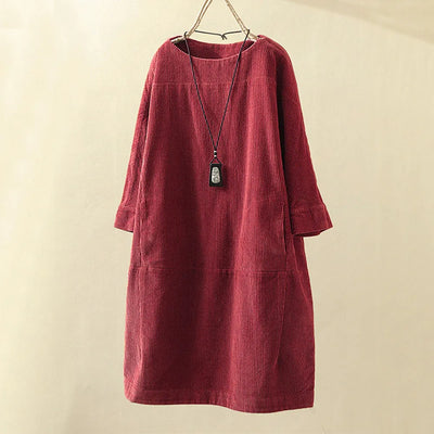 Chic Long-Sleeved Corduroy Dress