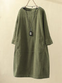 Chic Long-Sleeved Corduroy Dress