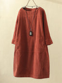 Chic Long-Sleeved Corduroy Dress