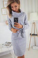 Chic Women's Wrap Dress with Pockets & Stylish Roll Neck