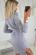 Chic Women's Wrap Dress with Pockets & Stylish Roll Neck