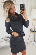 Chic Women's Wrap Dress with Pockets & Stylish Roll Neck