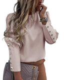 Chic Women's Blouse with Button Accents & Relaxed Fit