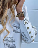 Chic Women's Long Sleeve Blouse with Pineapple Design and Button Accents