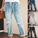 Women's Adjustable Waist Ripped Jeans
