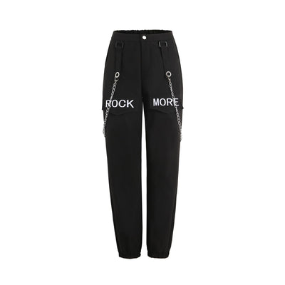 Chic Women's Cargo Pants with Chain Accents