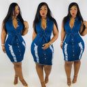 Stylish Women's Denim Dress with Belted Waist