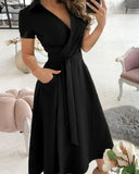 Chic V-Neck Midi Dress for Women