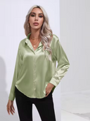 Chic Long Sleeve Satin Blouse