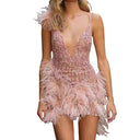 Chic Sequin Dress with Feather Details