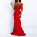 Floral Bodice Women's Evening Dress with Flowing Hem