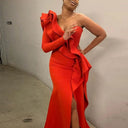 Chic Ruffled Dress with Slit for Women