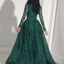 Women's Sequined Long Sleeve High Slit Dress