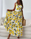 Lemon Print Wide Strap Top - Stela