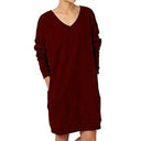 Chic V-Neck Women's Dress with Relaxed Silhouette