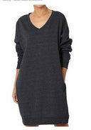Chic Women's Long Sleeve Dress with Deep V-Neck and Handy Pockets