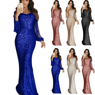 Stunning Sequin Evening Dress with Long Sleeves
