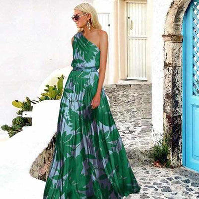 Floral Asymmetrical Strap Maxi Dress for Women