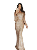 Stunning Sequin Evening Dress with Long Sleeves