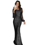 Stunning Sequin Evening Dress with Long Sleeves