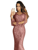 Stunning Sequin Evening Dress with Long Sleeves