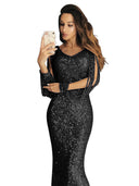 Stunning Sequin Evening Dress with Long Sleeves