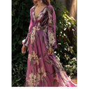 Floral Chiffon Women's Maxi Dress with Chic Ruffles
