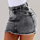 High Waist Frayed Hem Denim Skirt for Women