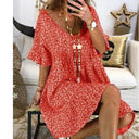Chic Women's Summer Dress with Flowing Sleeves and V-Neck