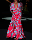 Chic Maxi Dress with V-Neck and Flowing Hem