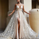 Chic Chiffon Evening Dress with Slit and Sheer Overlay