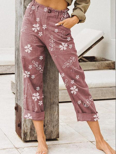 Chic Floral Print Women's Trousers