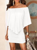 Chic Women's Dress with Flowy Top and Fitted Skirt