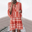 Graphic Pattern Women's Wrap Dress with Statement Sleeves