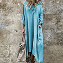 Stylish Women's Long Sleeve Dress with Button Placket and Pockets